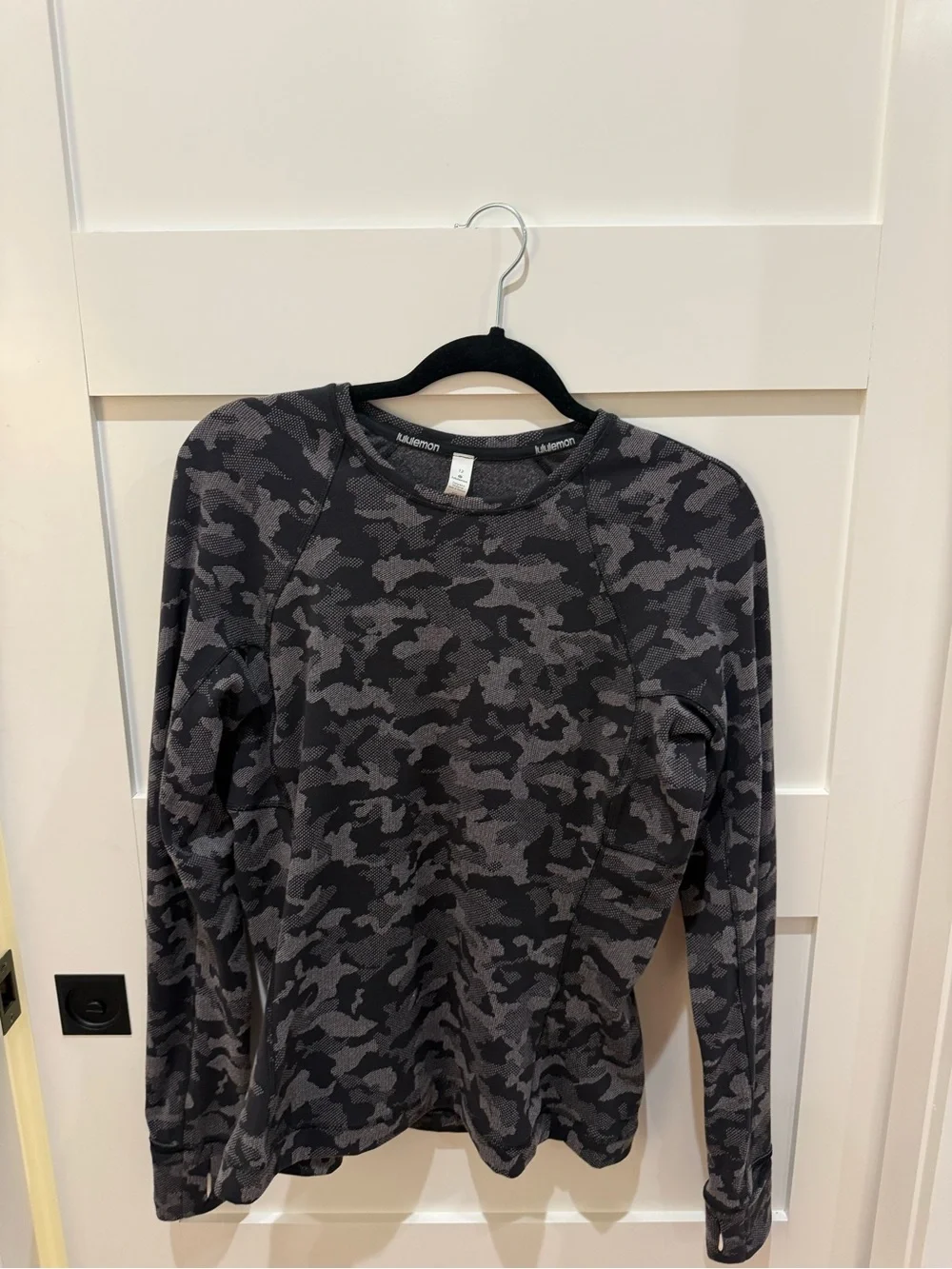 lululemon Black and Gray Camo Crew Neck Pullover